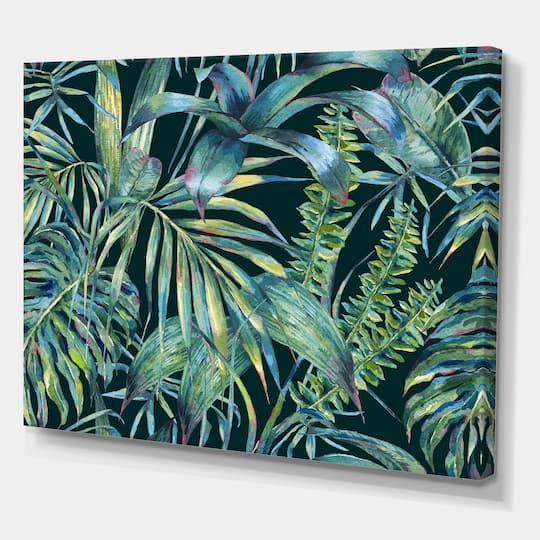 Designart - Natural Leaves Exotic On Dark I